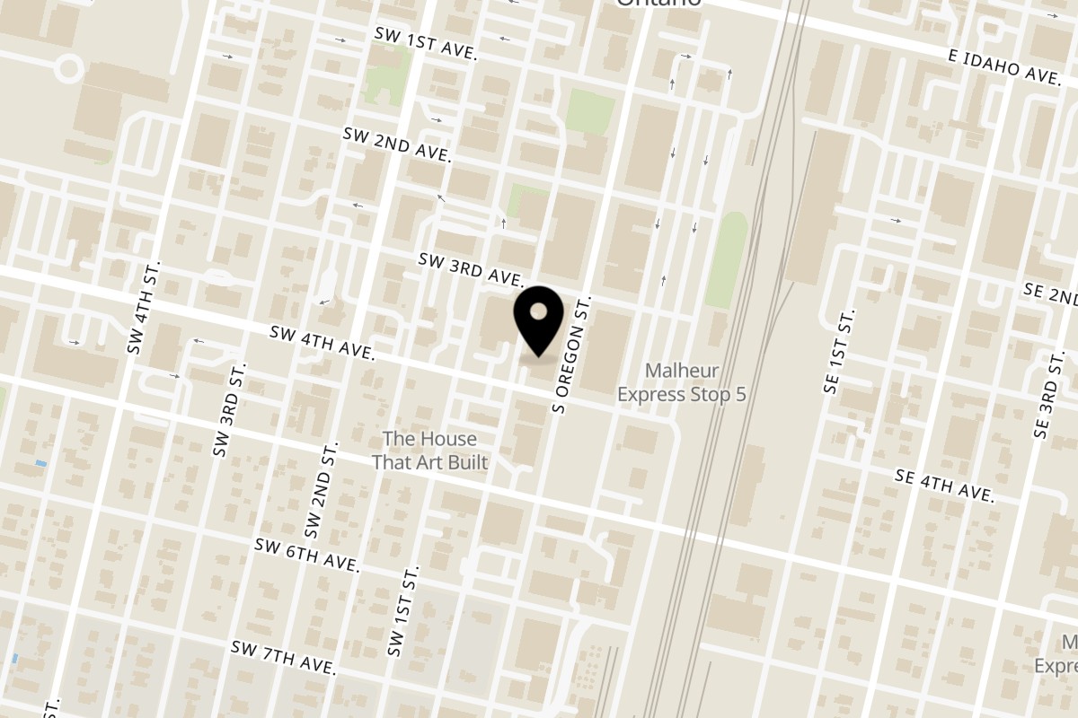 Map showing the location of Romio's Pizza & Pasta on 375 S Oregon St in Ontario